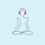 beige filigran illustriert gezeichnet meditation kopfhörer podcast logo